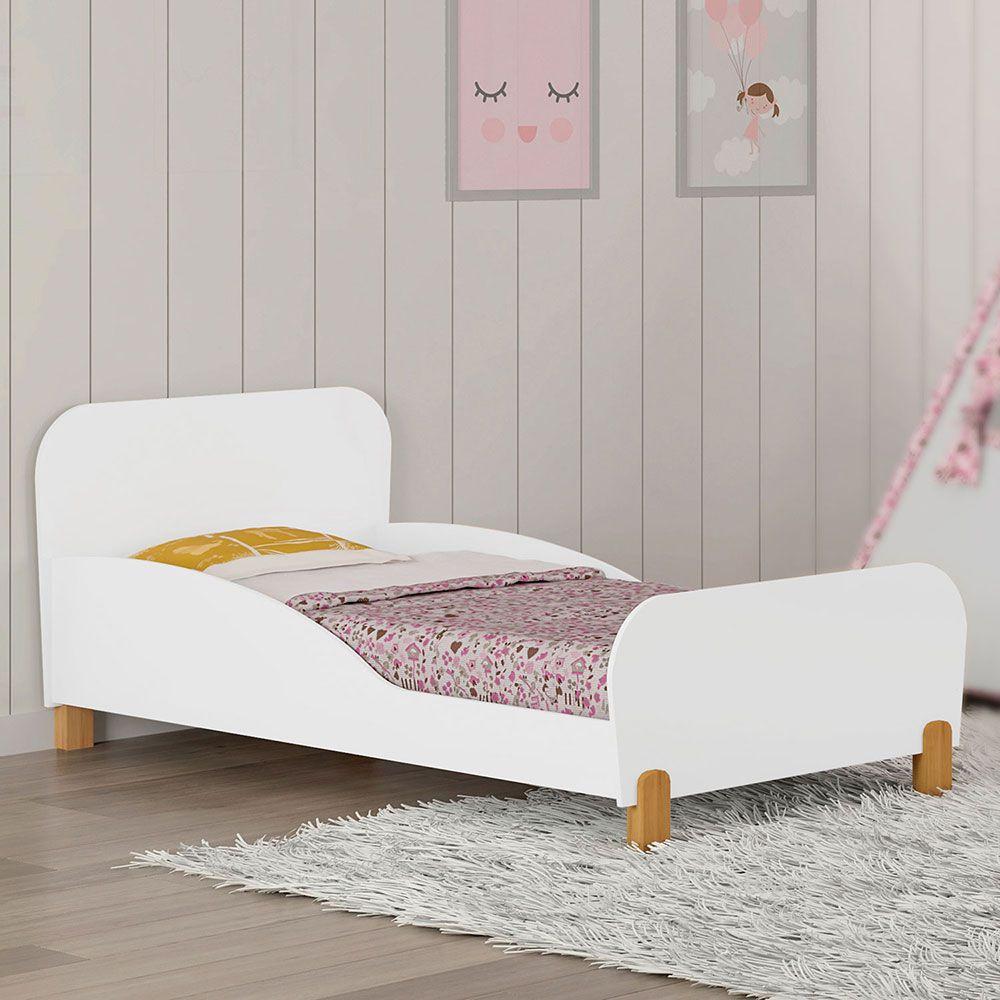 Mini Cama Melody Decor Infantil com Proteção Lateral - Pés em Madeira -  Branco